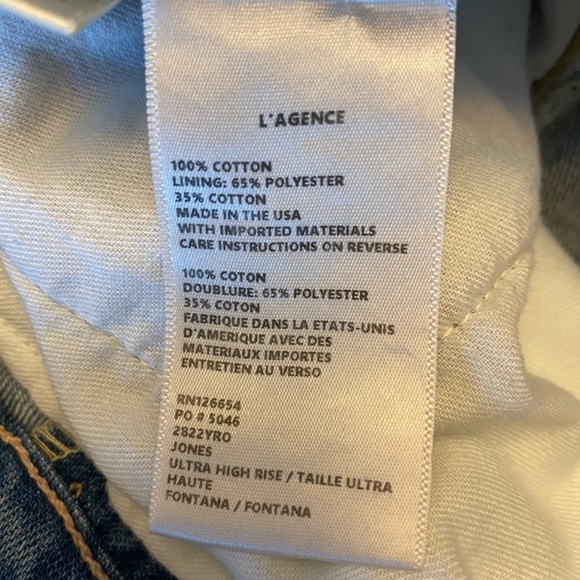 L’Agence Jones Ultra High Rise Stovepipe Women's Jeans Fontana Size 32 NWT - Picture 8 of 11